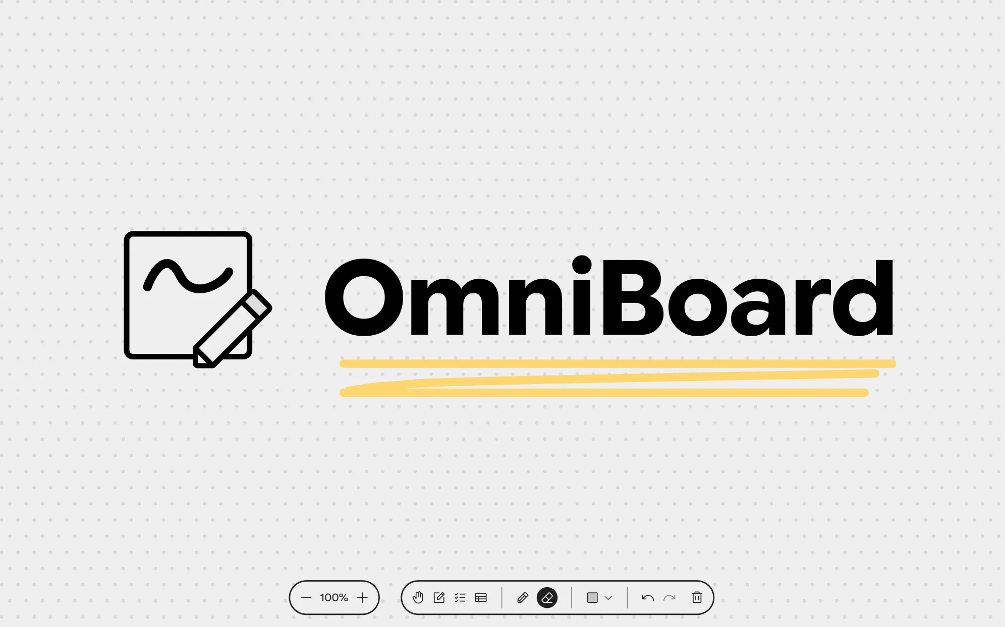 Barre d'outils créatifs Omniboard : dessin vectoriel à main levée, formes géométriques et palette de couleurs
